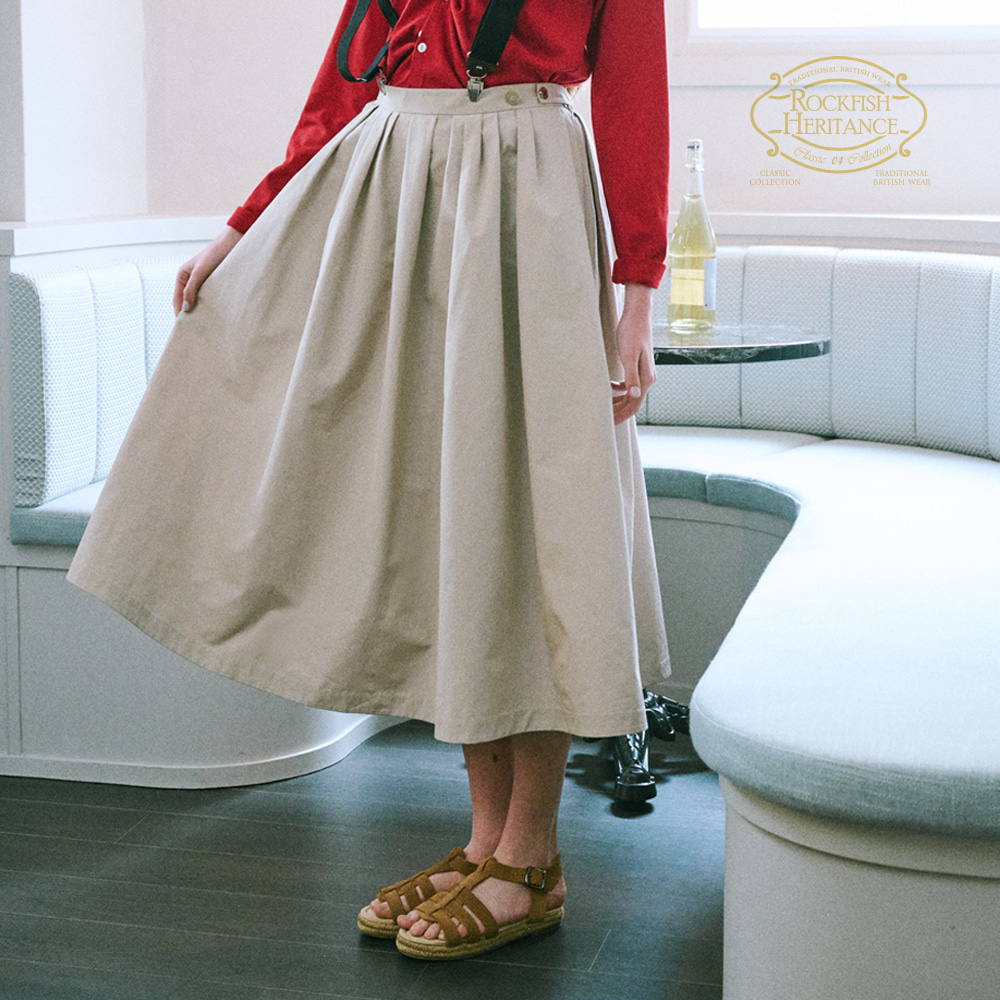 RFH EMBROIDERY GATHER SKIRT - BEIGE