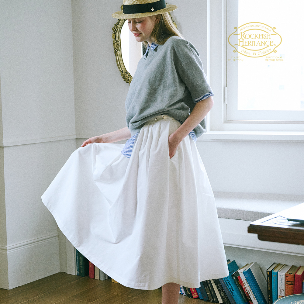 RFH EMBROIDERY GATHER SKIRT - WHITE
