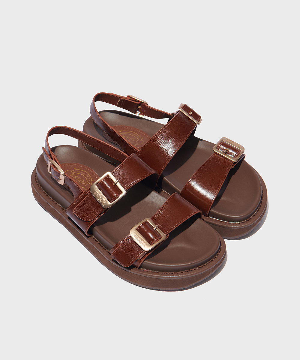 [NEW10% | 05.24이내 출고] TWO STRAP LEATHER SANDALS - BROWN