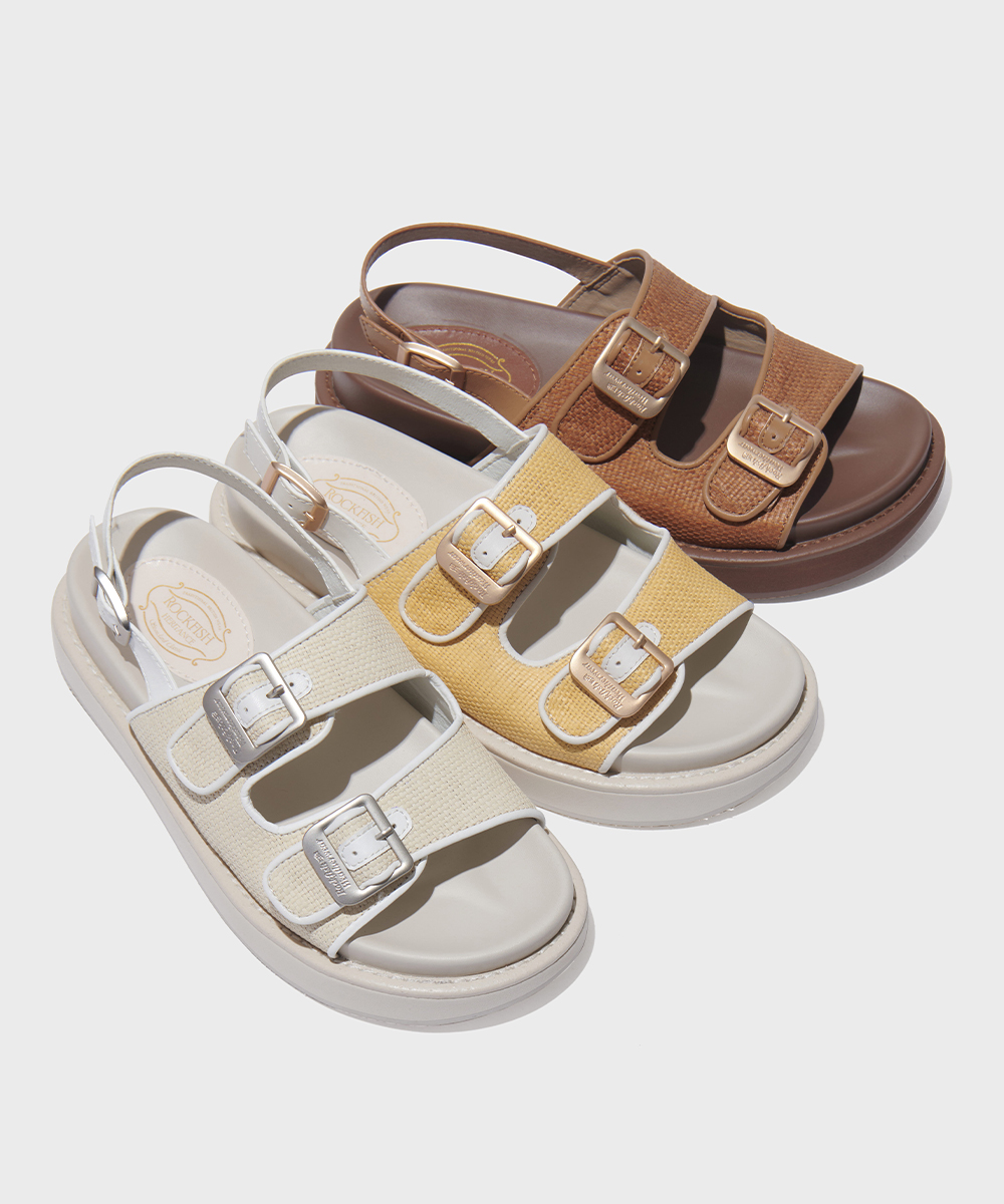 [NEW10% | 06.03이내 출고] TWO STRAP RATTAN SANDALS - 3color
