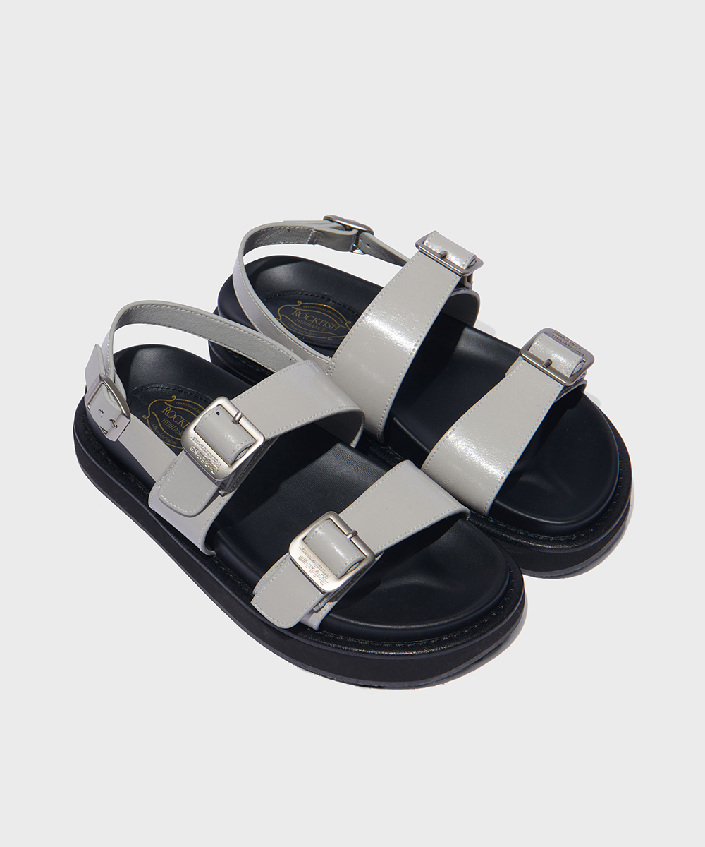 [NEW10% | 05.24이내 출고] TWO STRAP LEATHER SANDALS - GREY