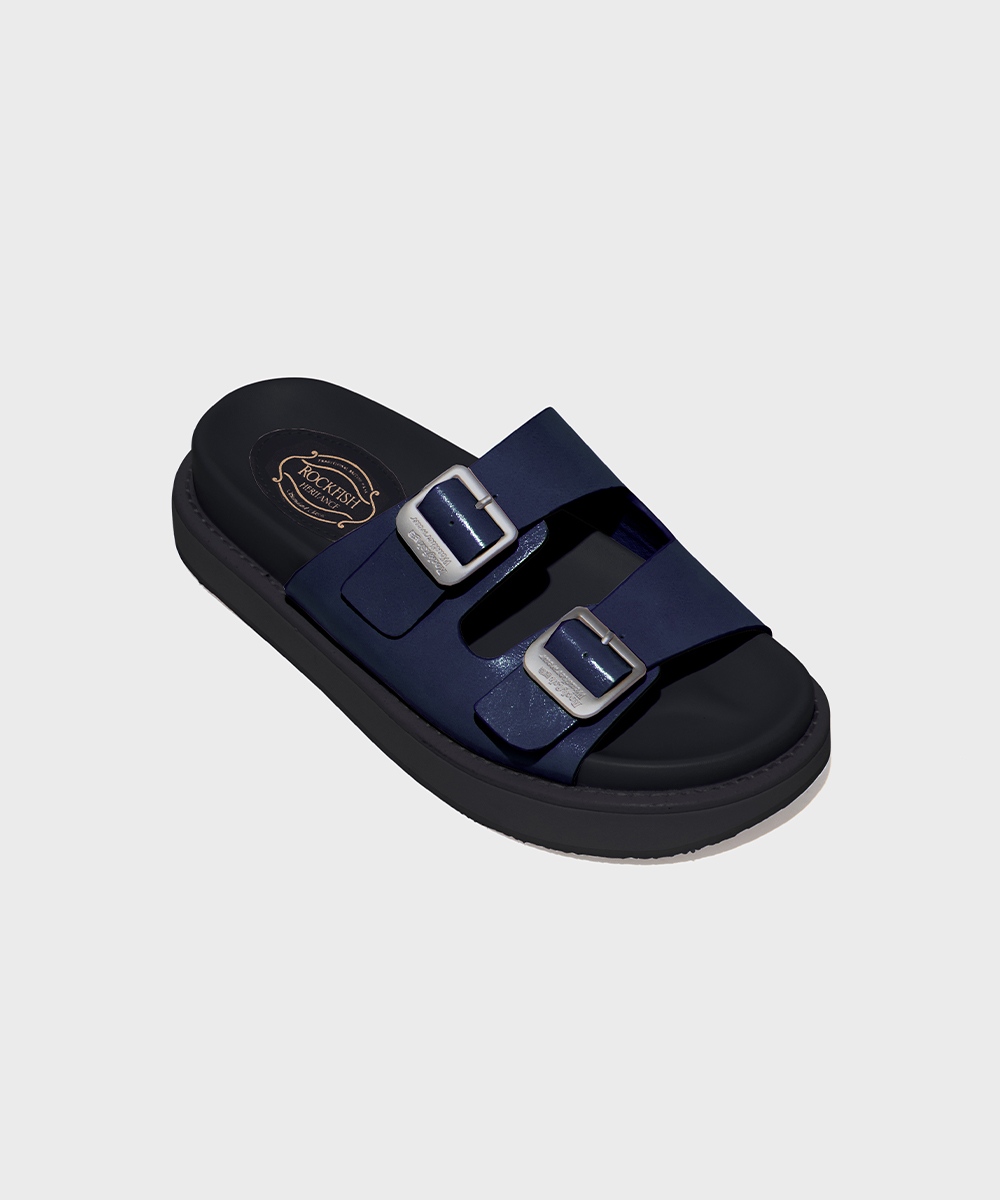 [NEW10% | 05.24이내 출고] TWO STRAP LEATHER SLIPPERS - NAVY