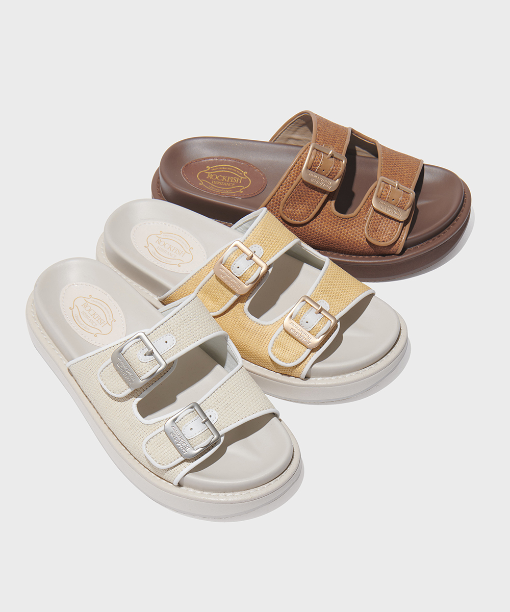 [NEW10% | 05.24이내 출고] TWO STRAP RATTAN SLIPPERS - 3color