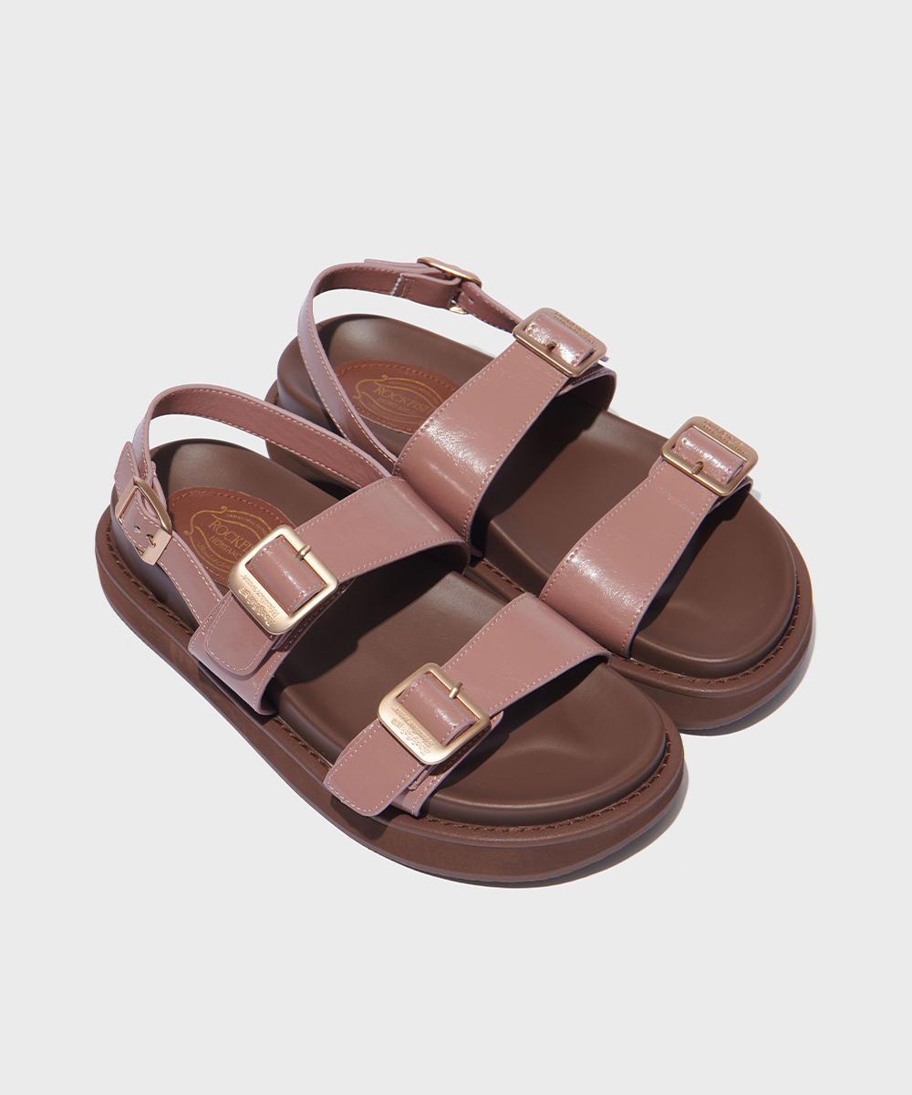 [NEW10% | 05.24이내 출고] TWO STRAP LEATHER SANDALS - DUST PINK
