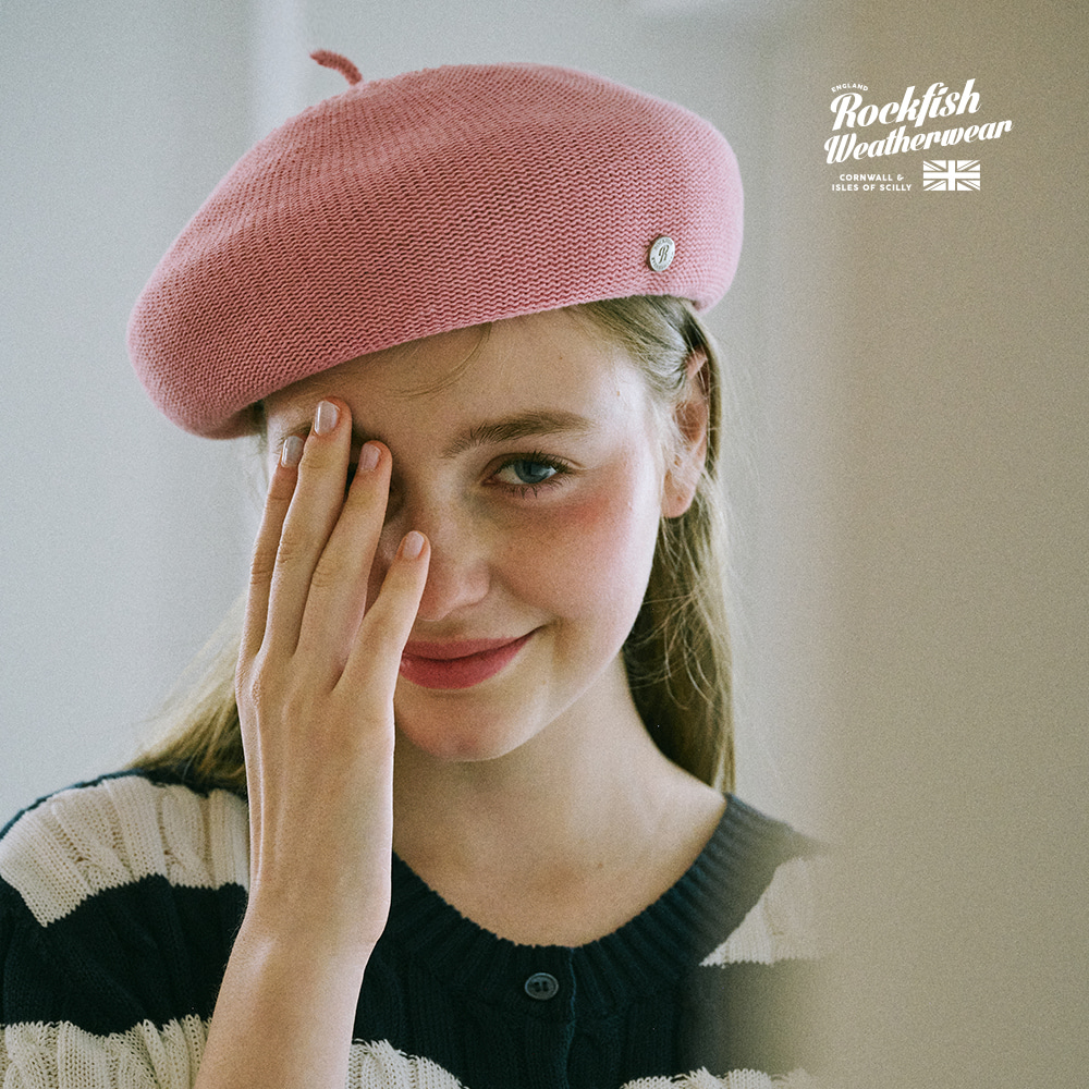 SOLID COTTON BERET - PINK