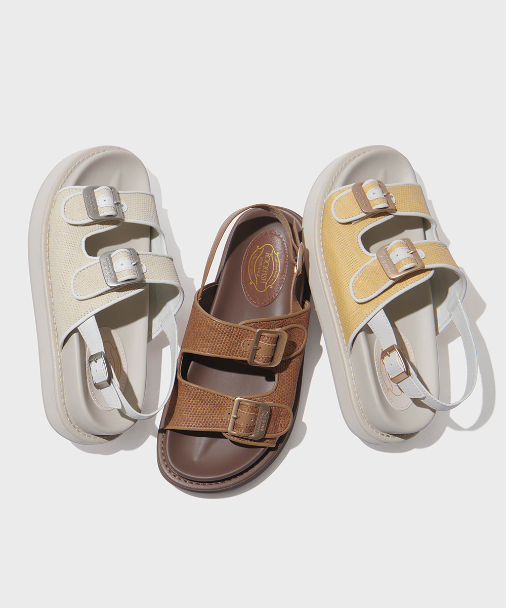 [NEW10% | 05.24이내 출고] TWO STRAP RATTAN SANDALS - 3color
