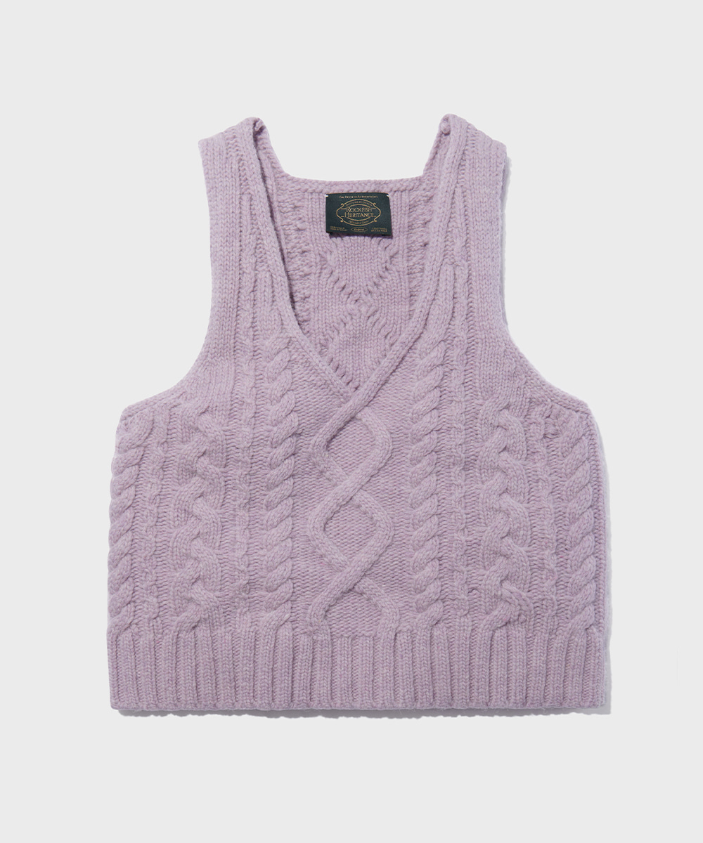 SLEEVELESS CABLE KNIT TOP - LAVENDER