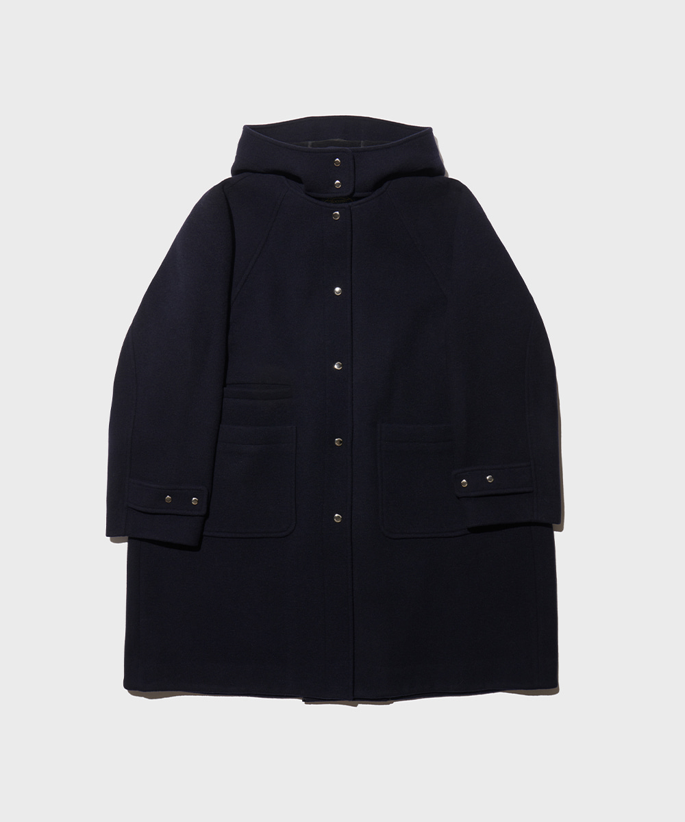 A-LINE HOODED COAT - NAVY