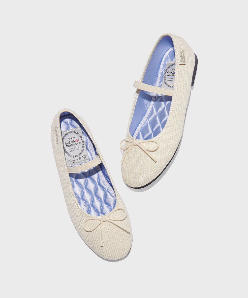 HAZEL RIBBON FLAT (QUILTED) - IVORY