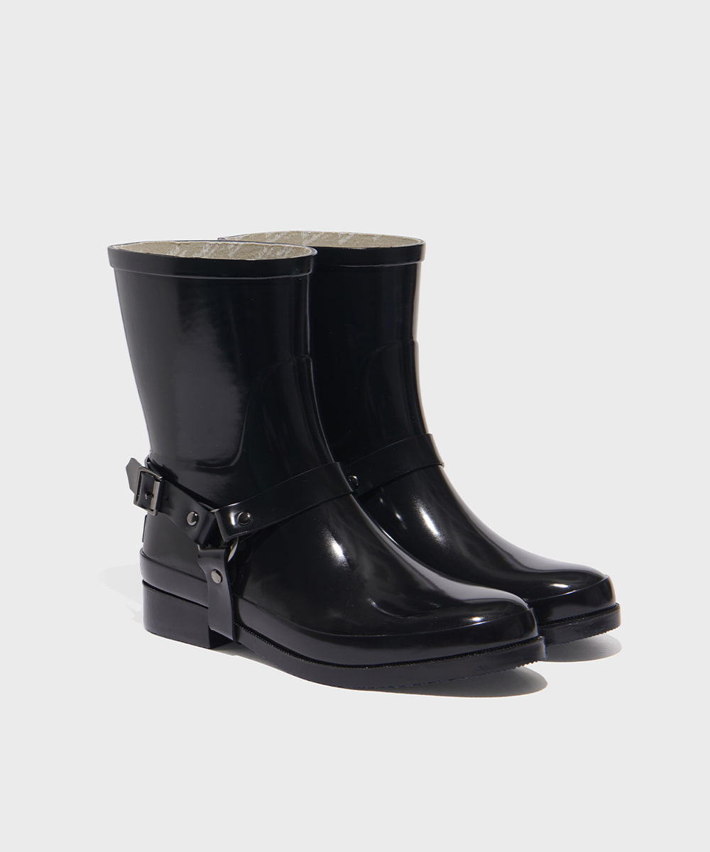 [X THE BARNNET] GLOSSY HARNESS RAIN BOOTS MIDDLE