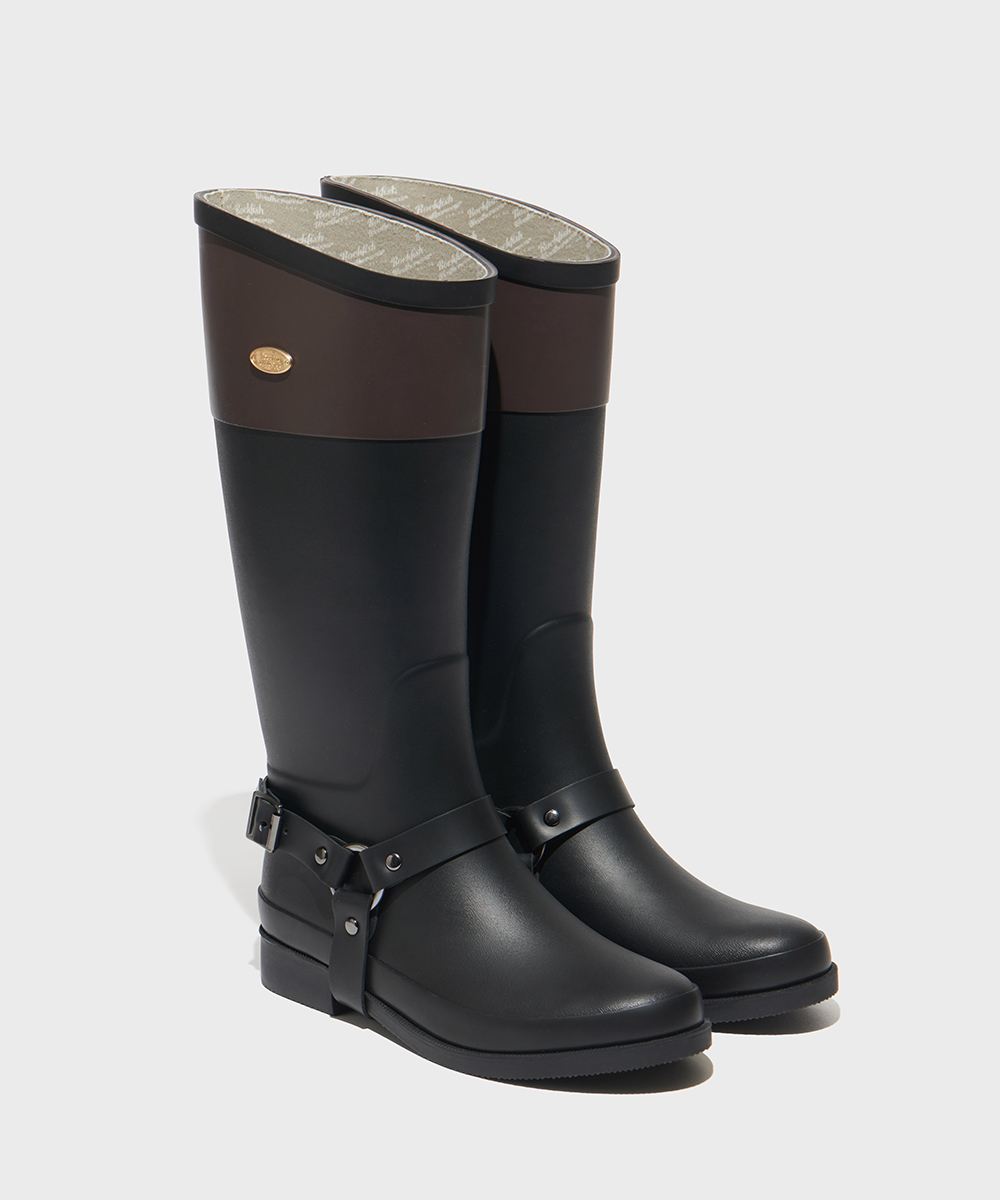 [NEW10% | 바로배송] HARNESS WELLINGTON BOOTS LONG - BROWN