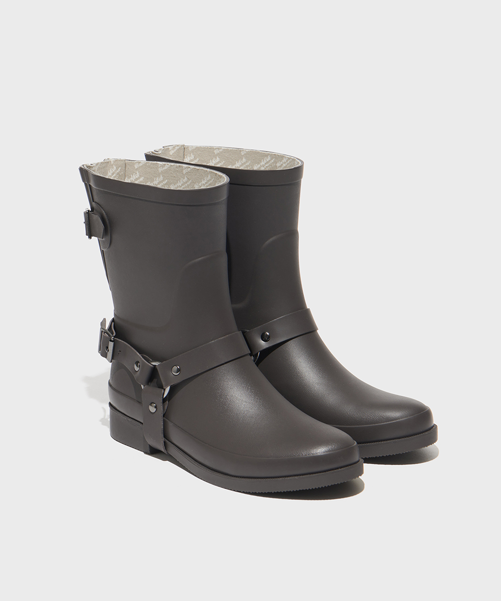 [NEW10% | 바로배송] HARNESS WELLINGTON BOOTS MIDDLE - BROWN