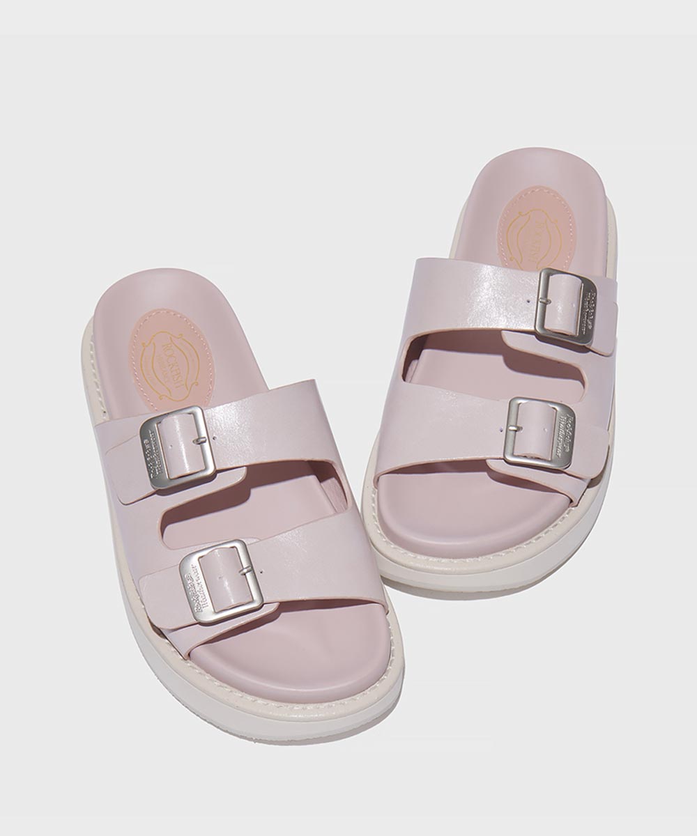 [NEW10% | 바로배송] TWO STRAP LEATHER SLIPPERS - PINK