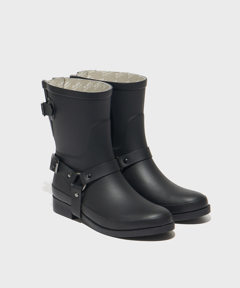 [NEW10% | 바로배송] HARNESS WELLINGTON BOOTS MIDDLE - BLACK