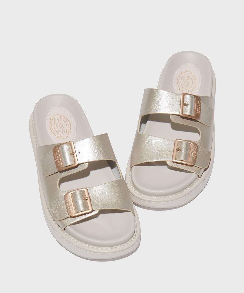 [NEW10% | 바로배송] TWO STRAP LEATHER SLIPPERS - PEARL