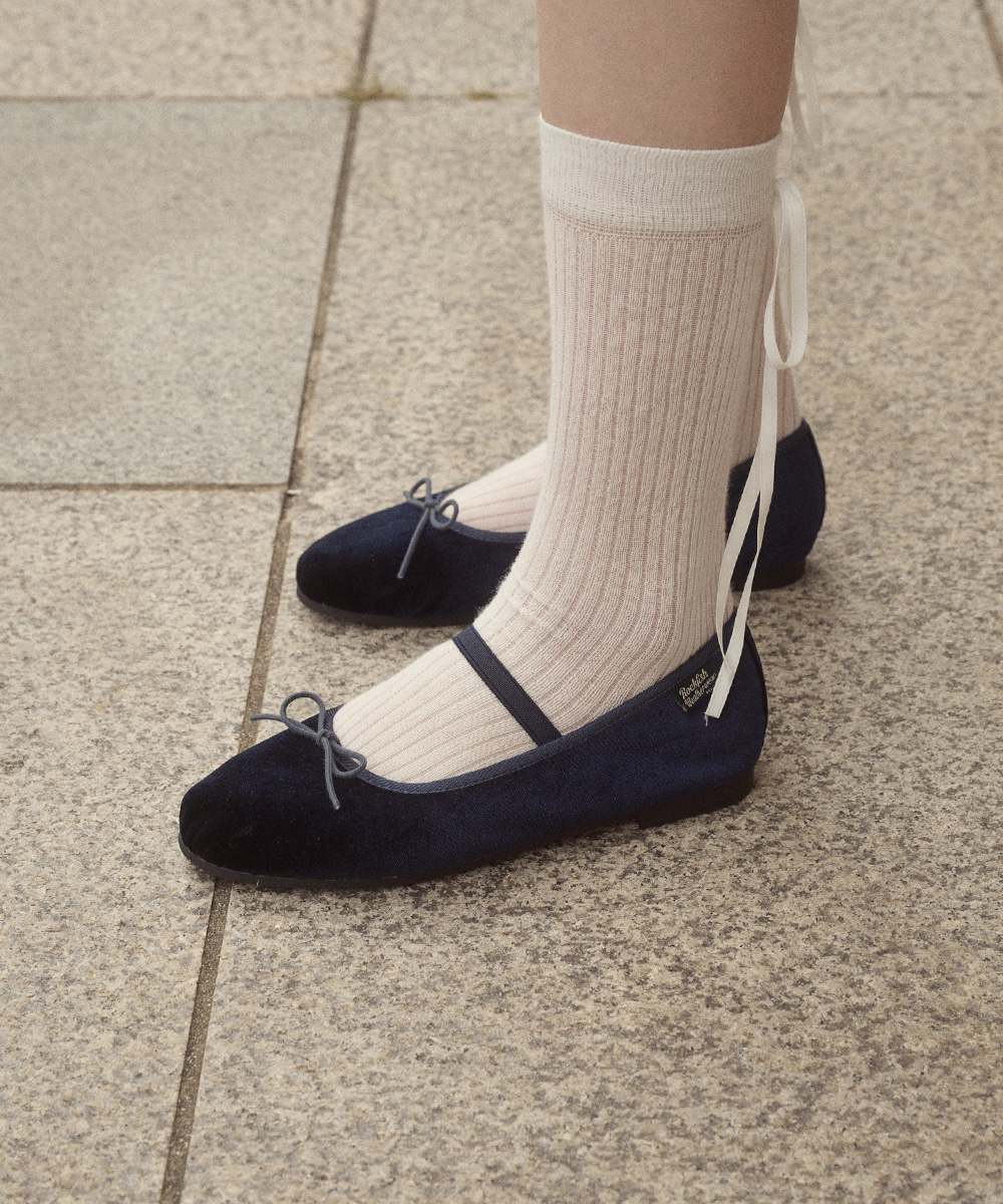 BELLA RIBBON FLAT(QUILTED) - NAVY